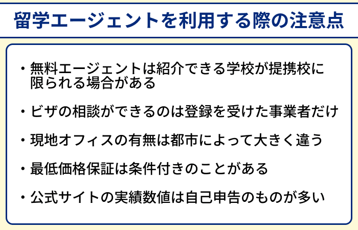 オーストラリア留学エージェントを利用する際の注意点のイラスト